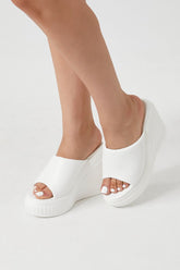 Forever 21 Women's Faux Leather/Pleather Platform Wedges White