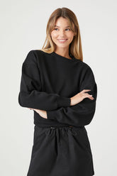 Forever 21 Women's French Terry Drop-Sleeve Top Black