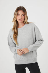 Forever 21 Women's French Terry Mineral Wash Pullover Heather Grey