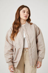 Forever 21 Women's Zip-Up Bomber Jacket Goat