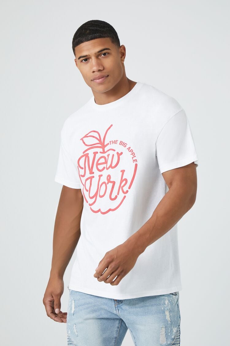 Forever 21 Men's New York The Big Apple Graphic T-Shirt White/Red