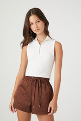 Forever 21 Women's Pull-On Drawstring Shorts Chocolate