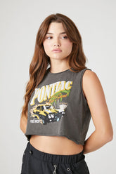 Forever 21 Women's Pontiac Graphic Muscle T-Shirt Charcoal/Multi