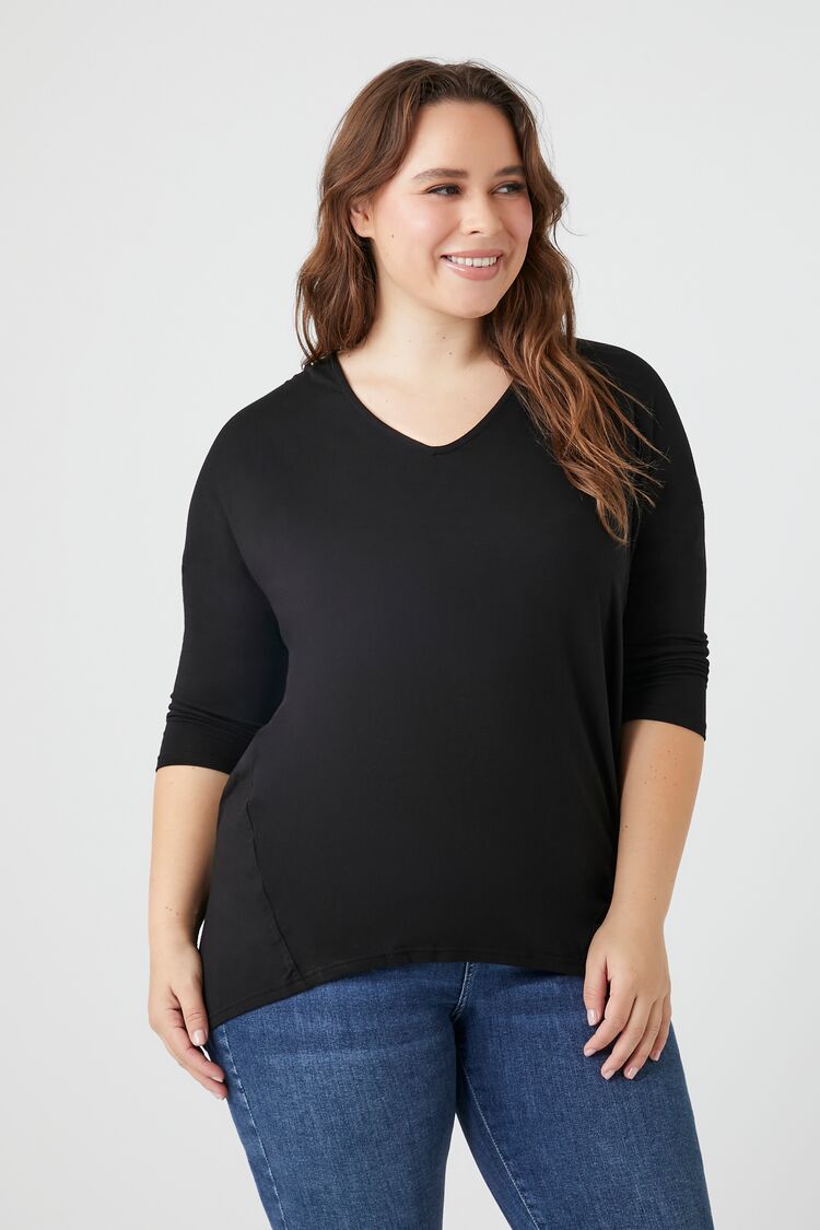 Forever 21 Plus Women's Dolman-Sleeve Top Black