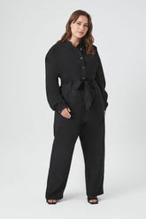 Forever 21 Plus Women's Button-Front Jumpsuit Black