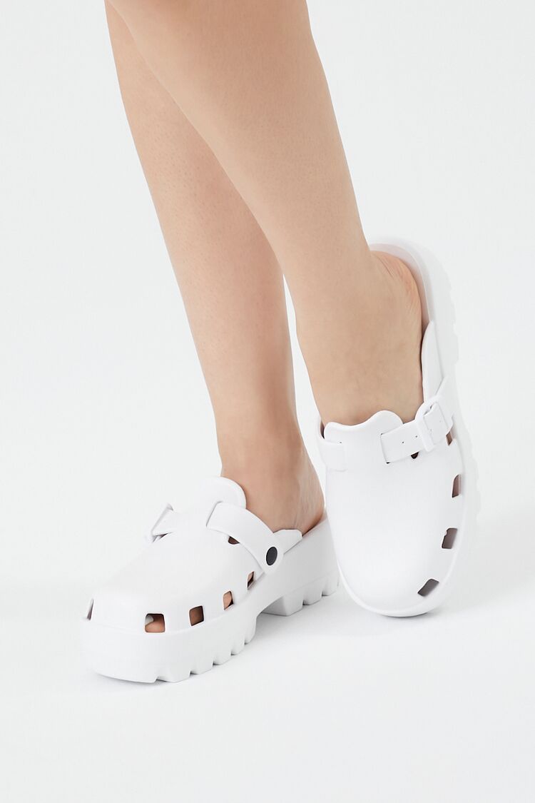Forever 21 Women's Caged Lug-Sole Mules White