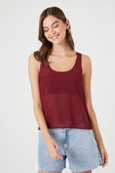 Forever 21 Women's Chiffon Scoop Tank Top Burgundy