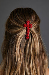 Forever 21 Women's Rosette Cross Hair Clip Red