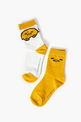 Forever 21 Women's Gudetama Crew Socks Set Yellow/Multi