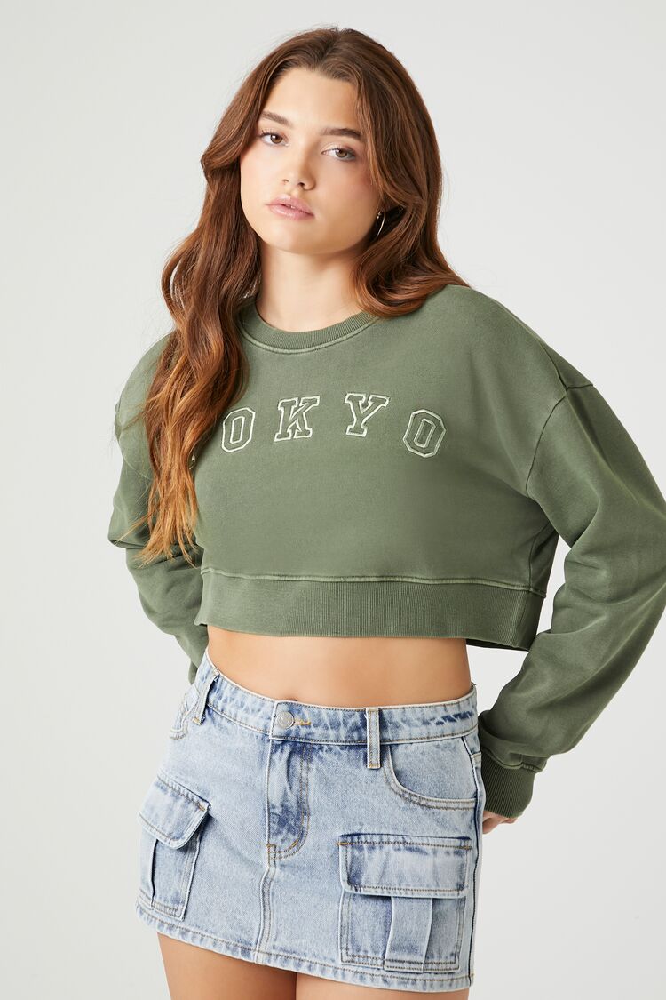 Forever 21 Women's French Terry Tokyo Pullover Cypress