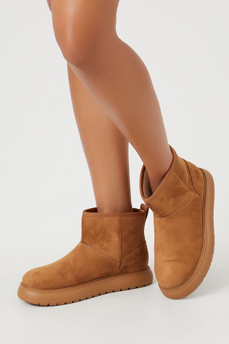 Forever 21 Women's Faux Suede Lug-Sole Booties Tan