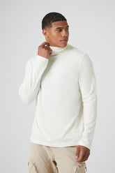 Forever 21 Men's Turtleneck Long-Sleeve Top Cream