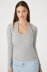 Forever 21 Women's Cutout Combo Top Heather Grey