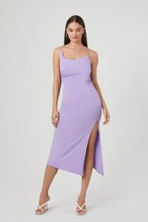 Forever 21 Women's Asymmetrical Cami Slit Midi Dress Grape