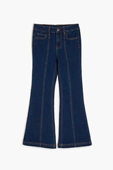 Forever 21 Girls Mid-Rise Flare Jeans (Kids) Dark Denim