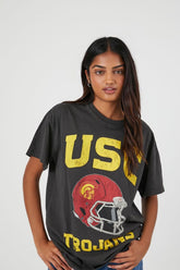 Forever 21 Women's Oversized USC Graphic T-Shirt Charcoal/Multi