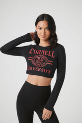 Forever 21 Women's Cornell University Graphic Cropped T-Shirt Black/Multi