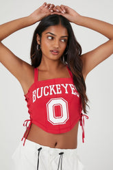 Forever 21 Women's Buckeyes Graphic Lace-Up Bustier Red/Multi