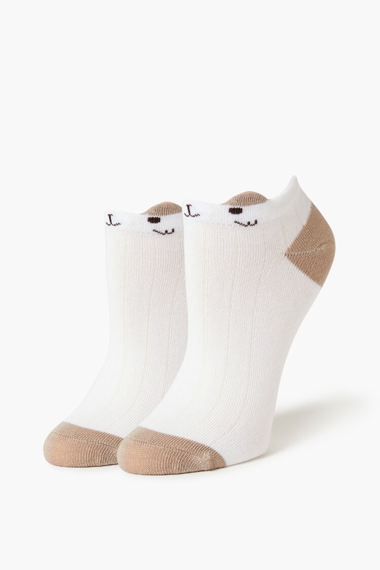 Forever 21 Women's Cat Ankle Socks White/Multi