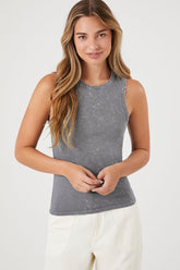 Forever 21 Women's Mineral Wash Tank Top Charcoal