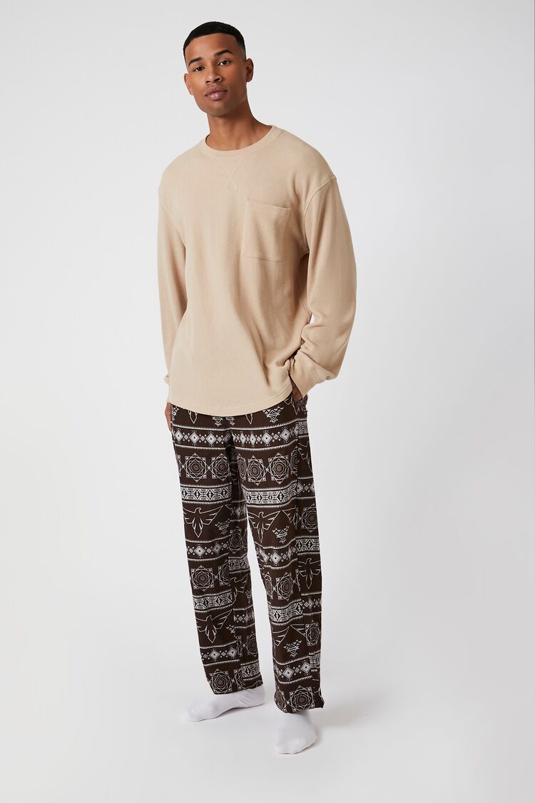 Forever 21 Men's Fair Isle Flannel Pajama Pants Cocoa/Multi