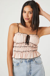 Forever 21 Women's Tiered Ruffle Cami Pink/Black