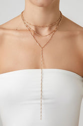 Forever 21 Women's Layered Singapore Y-Chain Necklace Gold