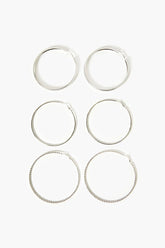 Forever 21 Women's Etched & Twisted Hoop Earring Set Silver