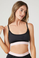 Forever 21 Women's Cropped Contrast-Trim Pajama Cami Black/Pink