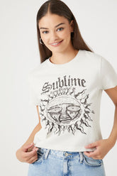 Forever 21 Women's Sublime Graphic Baby T-Shirt Cream/Black