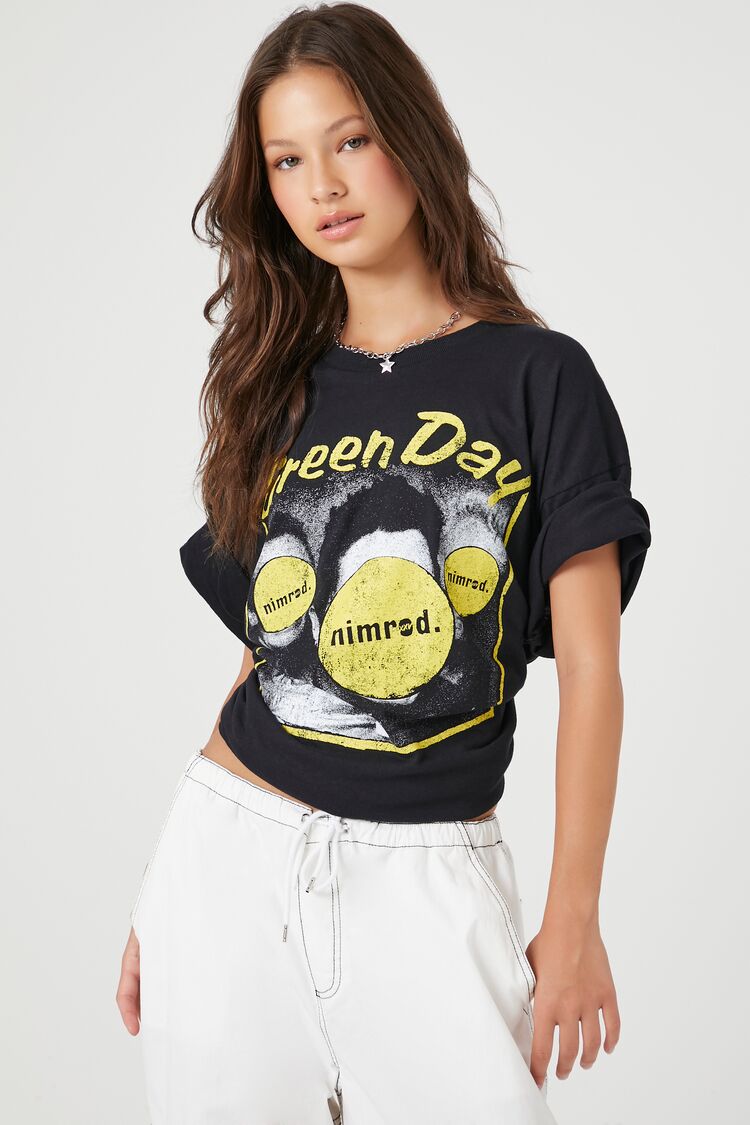 Forever 21 Women's Green Day Nimrod Graphic T-Shirt Black/Multi