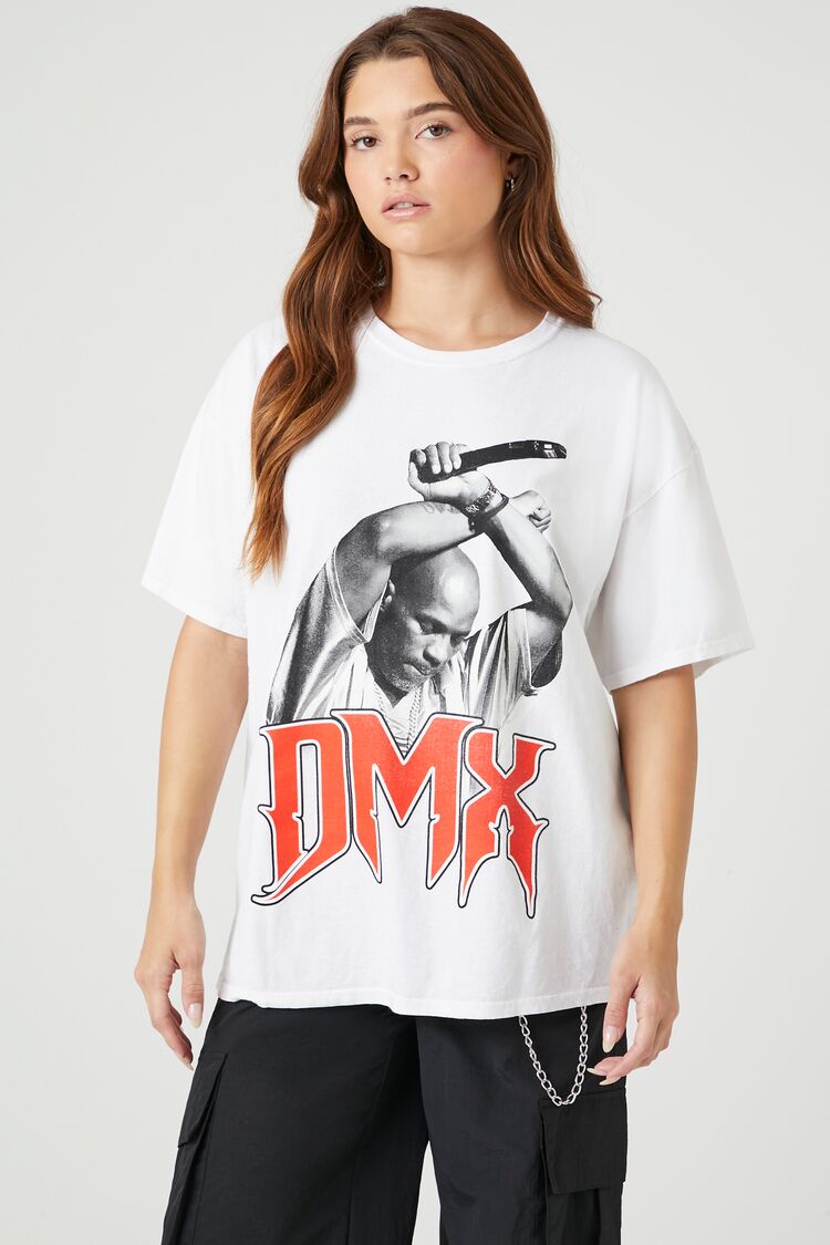 Forever 21 Women's Oversized DMX Graphic T-Shirt White/Multi