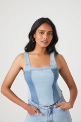 Forever 21 Women's Reworked Denim Tank Top Denim/Multi