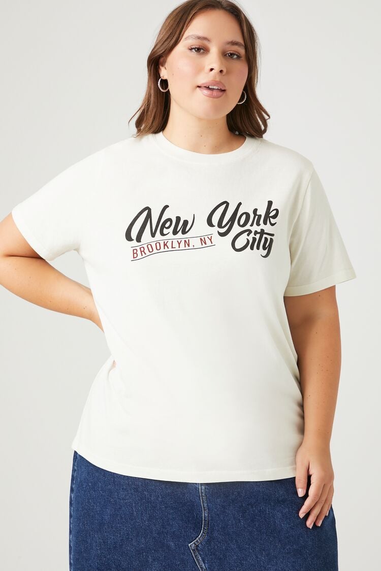 Forever 21 Plus Women's New York City Graphic T-Shirt Cream/Multi