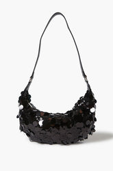 Forever 21 Women's Sequin Crescent Shoulder Bag Black