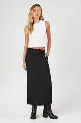 Forever 21 Women's Twill Maxi Column Skirt Black