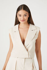 Forever 21 Women's Notched Plunging Cropped Vest Taupe