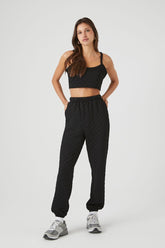 Forever 21 Women's Quilted Ankle Joggers Black