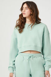 Forever 21 Women's Fleece Crew Neck Pullover Seafoam