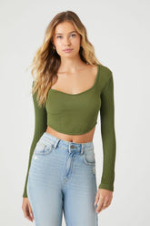 Forever 21 Women's Seamless Curved-Hem Crop Top Cypress