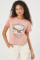 Forever 21 Women's Cascade Canyon Graphic T-Shirt Rust/Multi