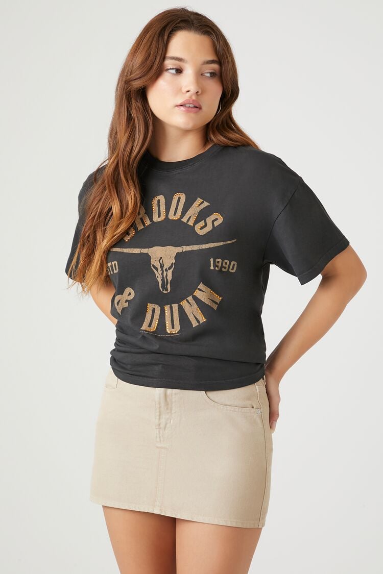 Forever 21 Women's Brooks & Dunn Graphic T-Shirt Charcoal/Multi