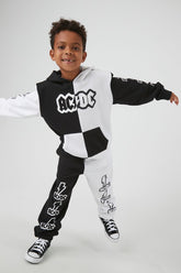 Forever 21 Kids ACDC Colorblock Hoodie Sweatshirt (Girls + Boys) Black/White