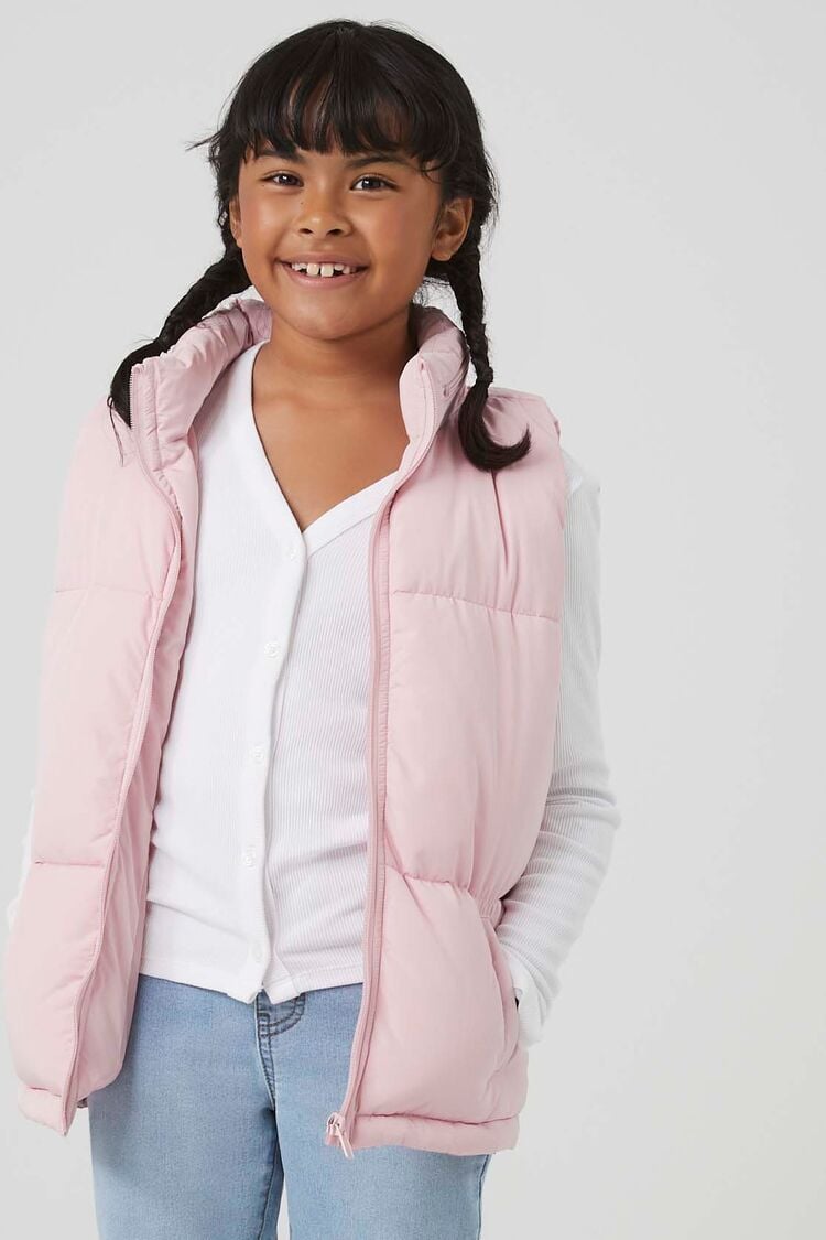 Forever 21 Girls Funnel Neck Puffer Vest (Kids) Mauve