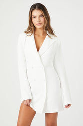 Forever 21 Women's Double-Breasted Blazer Dress Ivory