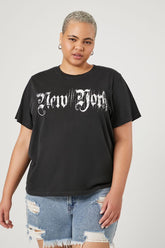 Forever 21 Plus Women's New York Graphic T-Shirt Black/White