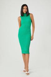 Forever 21 Women's Quilted Bodycon Midi Dress Green