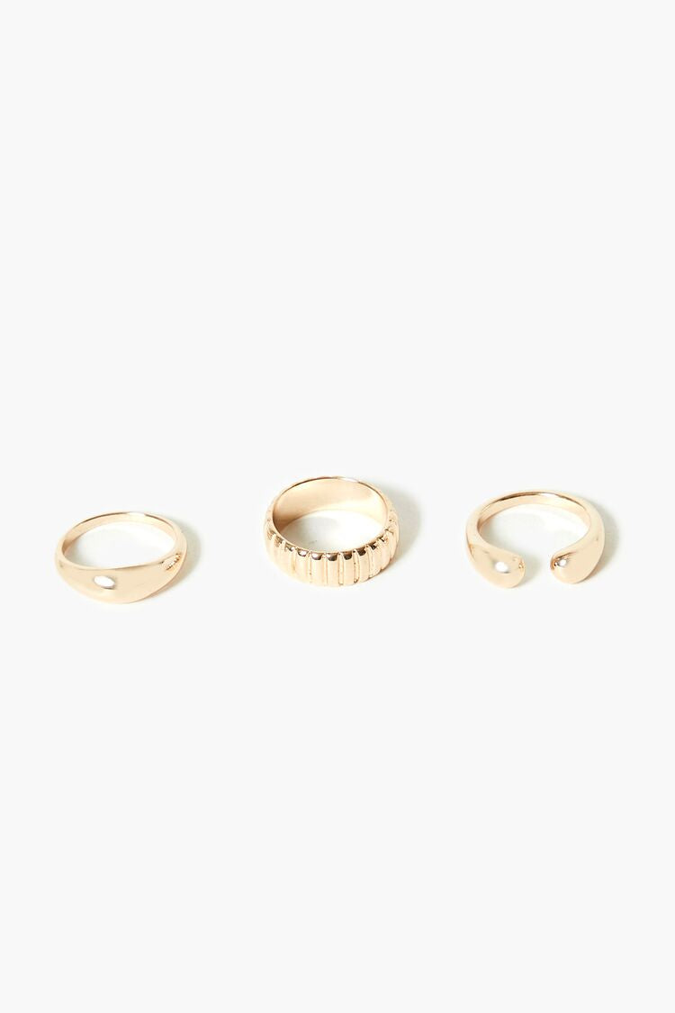 Forever 21 Women's Smooth & Etched Ring Set Gold