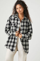 Forever 21 Women's Plaid Trucker Jacket Black/Multi