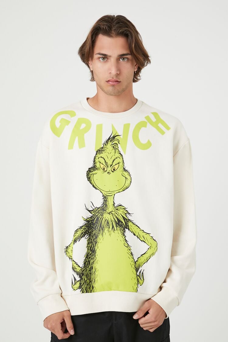 Forever 21 Men's The Grinch Graphic Pullover Cream/Multi